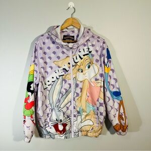 Members Only x Looney Tunes Graphic Color Block Hooded Windbreaker Jacket Large